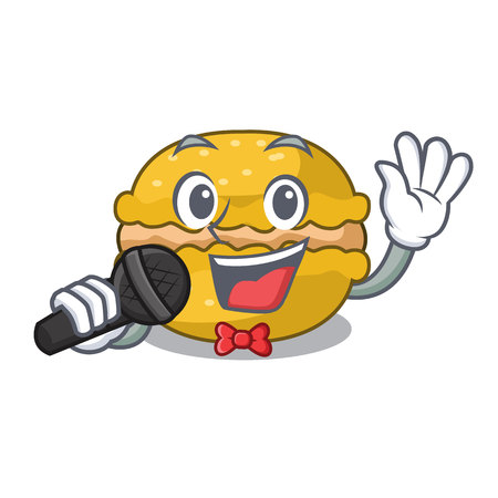 Singing macarons banana on in character funny vector illustrationのイラスト素材