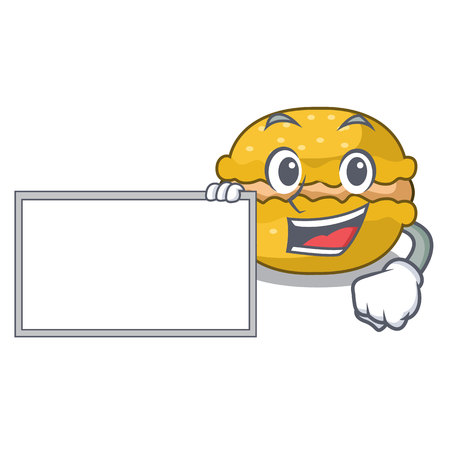 With board banana macarons isolated on a mascot vector illustrationのイラスト素材