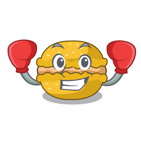Boxing banana macarons isolated on a mascot vector illustrationのイラスト素材