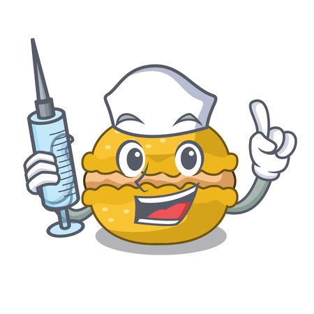Nurse banana macarons cake shape a cartoon vector illustrationのイラスト素材