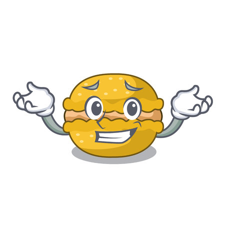 Grinning banana macarons cake shape a cartoon vector illustrationのイラスト素材