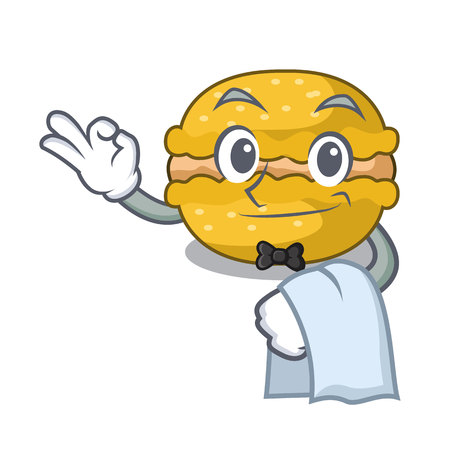 Waiter macarons banana on in character funny vector illustrationのイラスト素材