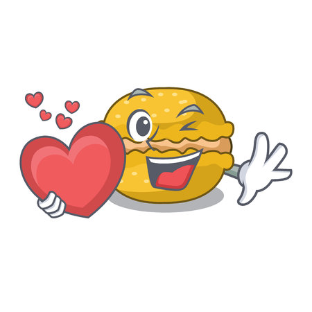 With heart macarons banana on in character funny vector illustrationのイラスト素材