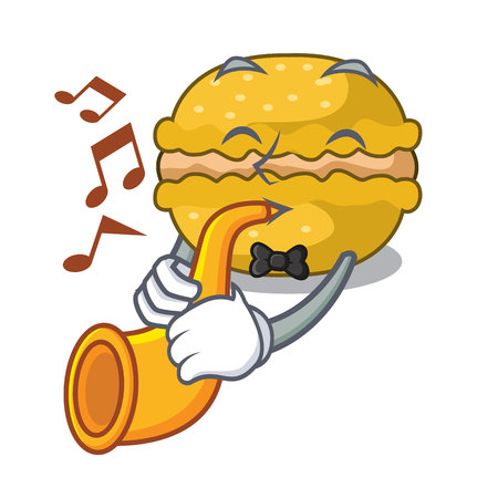 With trumpet macarons banana on in character funny vector illustrationのイラスト素材