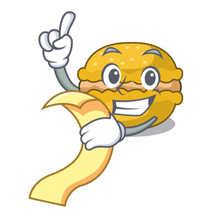 With menu macarons banana on in character funny vector illustrationのイラスト素材