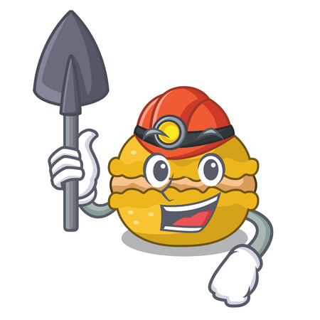 Miner macarons banana on in character funny vector illustrationのイラスト素材
