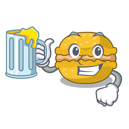 With juice macarons banana on in character funny vector illustrationのイラスト素材