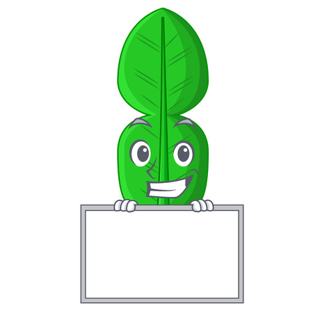 Grinning with board bergamot lime leaf isolated on mascot vector illustrationのイラスト素材