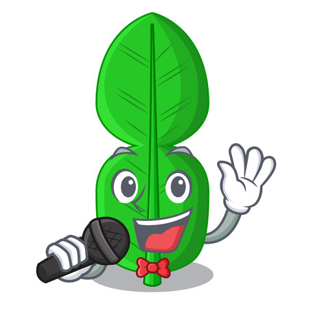Singing bergamot leaf in a character funny vector illustrationのイラスト素材