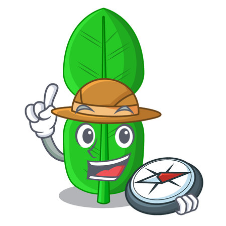 Explorer bergamot leaf in a character funny vector illustrationのイラスト素材