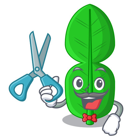 Barber bergamot lime leaf isolated on mascot vector illustrationのイラスト素材
