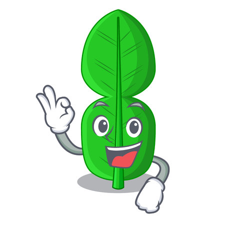 Okay leaf bergamot in a shape cartoon vector illustrationのイラスト素材