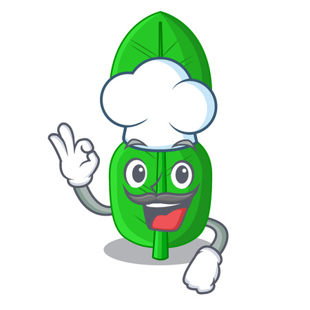 Chef leaf bergamot in a shape cartoon vector illustrationのイラスト素材