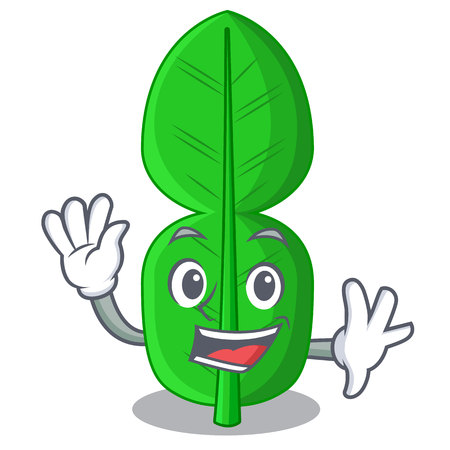 Waving leaf bergamot in a shape cartoon vector illustrationのイラスト素材