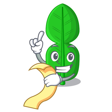 With menu bergamot leaf in a character funny vector illustrationのイラスト素材