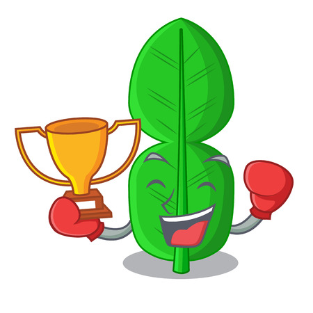 Boxing winner bergamot leaf in cartoon a interrupting vector illustrationのイラスト素材