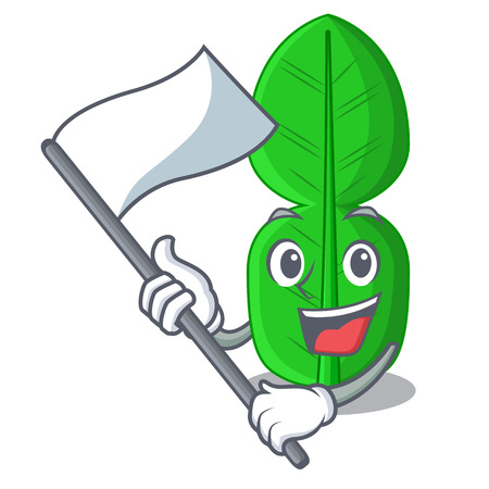 With flag bergamot leaf in cartoon a interrupting vector illustrationのイラスト素材