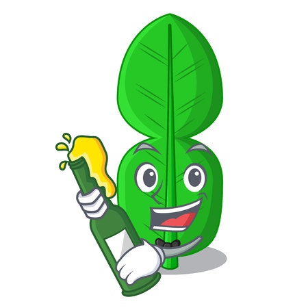 With beer bergamot leaf in cartoon a interrupting vector illustrationのイラスト素材