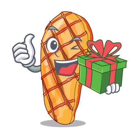 With gift grilled chicken with mix salad cartoon vector illustrationのイラスト素材