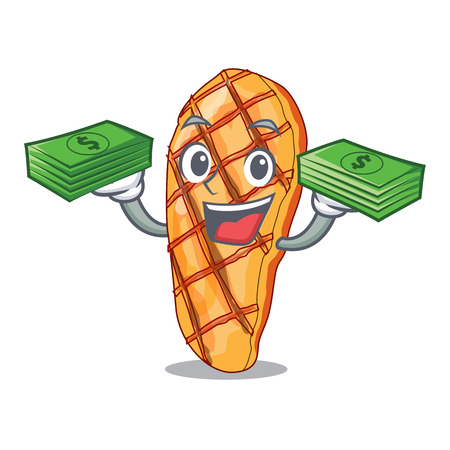 With money grilled chicken with mix salad cartoon vector illustrationのイラスト素材