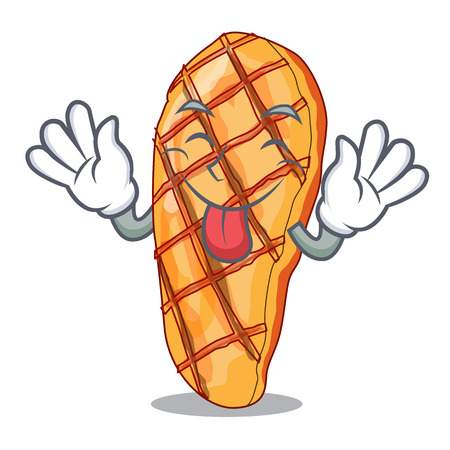 Tongue out grilled chicken breasts isoslated on mascot vector illustrationのイラスト素材