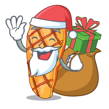 Santa with gift grilled chicken breasts isoslated on mascot vector illustrationのイラスト素材