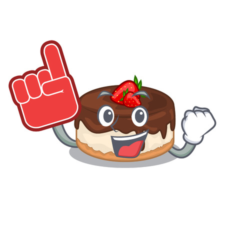 Foam finger cake berries with cream on mascot vector illustrationのイラスト素材