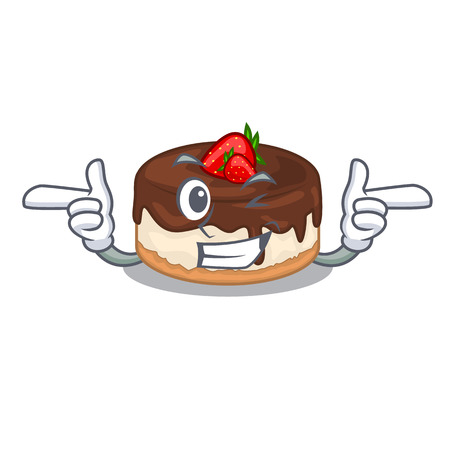 Wink cake berries in character that fresh vector illustrationのイラスト素材
