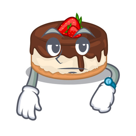 Waiting cake berries with cream on mascot vector illustrationのイラスト素材