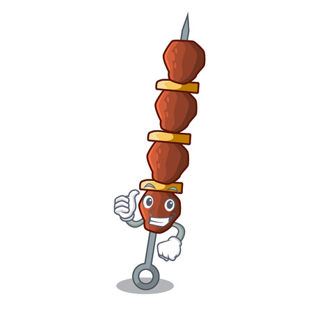 Thumbs up chicken shish with pepper tomato cartoon vector illustrationのイラスト素材