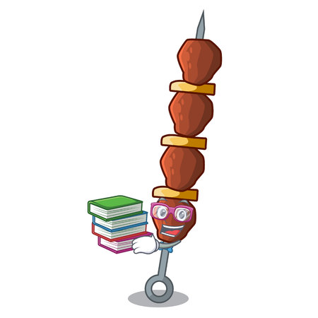 Student with book shish chicken isolated on in mascot vector illustrationのイラスト素材