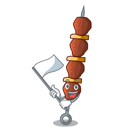 With flag shish chicken isolated on in mascot vector illustrationのイラスト素材