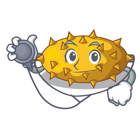 Doctor kiwano fruits on the cartoon table vector illustrationのイラスト素材