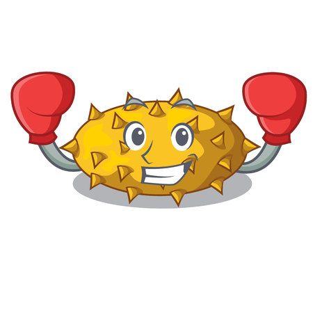 Boxing kiwano fruits on the cartoon table vector illustrationのイラスト素材