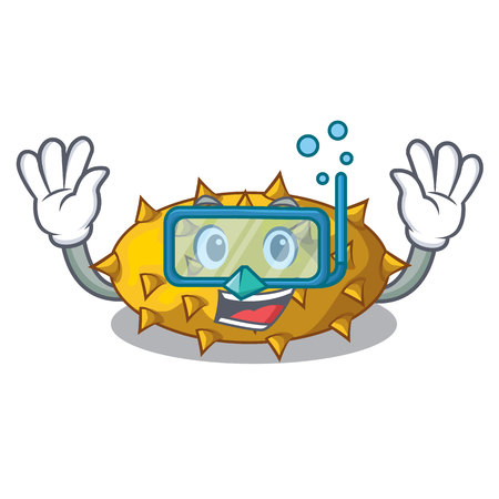 Diving fruit Kiwano the isolated on mascot vector illustrationのイラスト素材