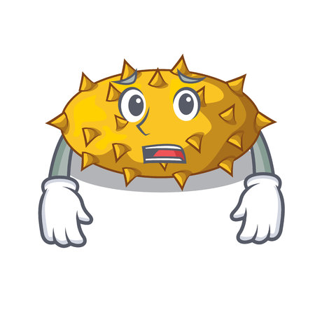 Afraid kiwano fruit in shape a cartoon vector illustrationのイラスト素材
