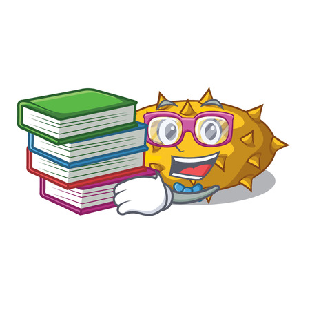 Student with book Kiwano fruit isolated on a character vector illustrationのイラスト素材