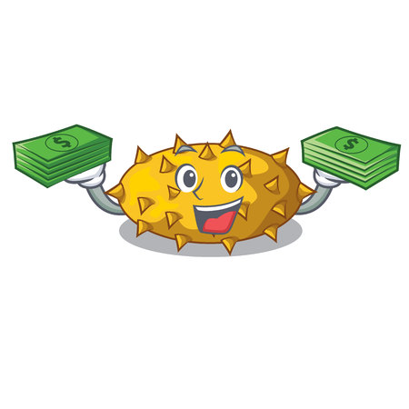 With money kiwano fruit in shape a cartoon vector illustrationのイラスト素材