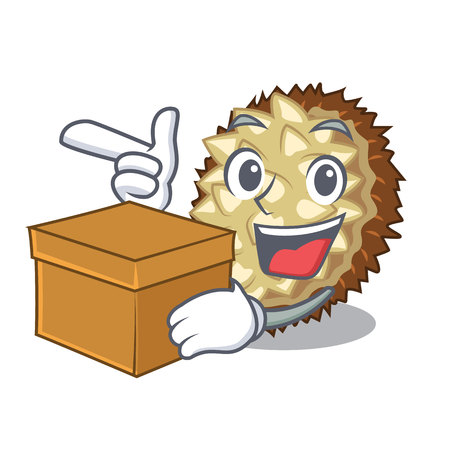 With box marang fruit in shape a cartoon vector illustrationのイラスト素材