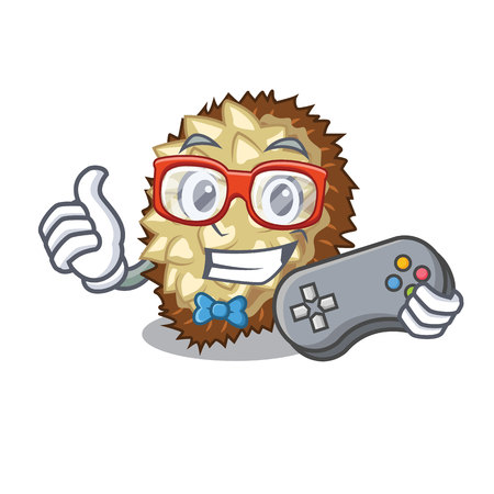 Gamer juicy marang fruit in glas character vector illustrationのイラスト素材