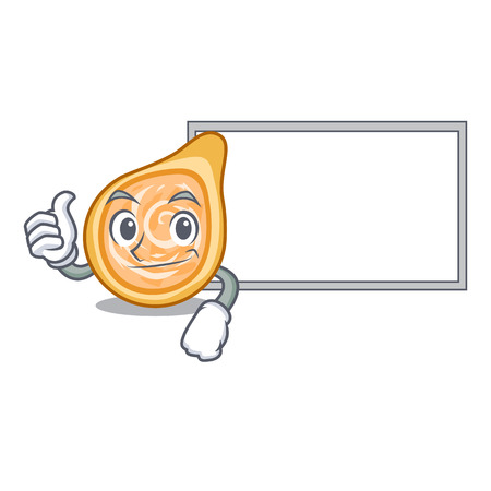 Thumbs up with board chicken coxinhas on the table cartoon vector illustrationのイラスト素材