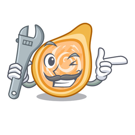 Mechanic chicken coxinha in shape a cartoon vector illustrationのイラスト素材