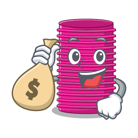 With money bag hair curlers isolated on a mascot vector illustrationのイラスト素材