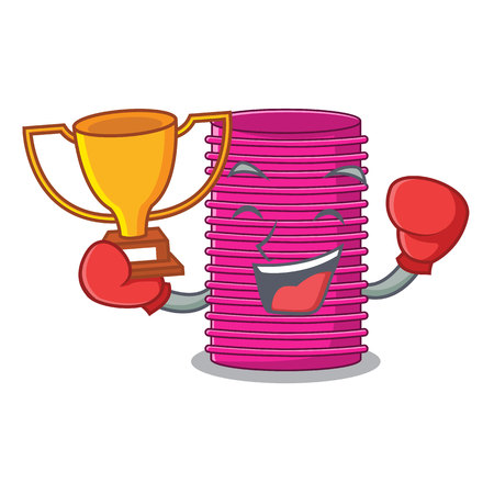 Boxing winner curlers hair in shape cartoon funny vector illustrationのイラスト素材