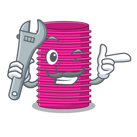Mechanic curlers hair in shape cartoon funny vector illustrationのイラスト素材