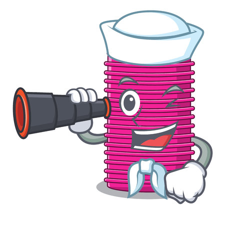 Sailor with binocular hair curler on the character table vector illustrationのイラスト素材