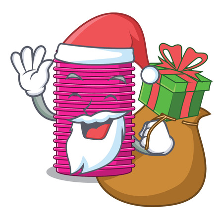 Santa with gift curlers hair in shape cartoon funny vector illustrationのイラスト素材