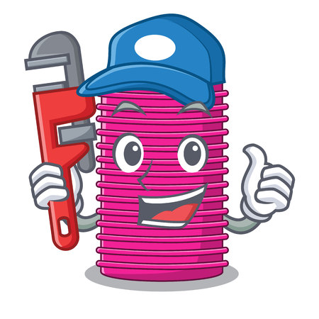 Plumber curlers hair in shape cartoon funny vector illustrationのイラスト素材