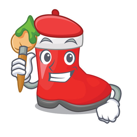 Artist christmas santa boots with shape cartoon vector illustrationのイラスト素材