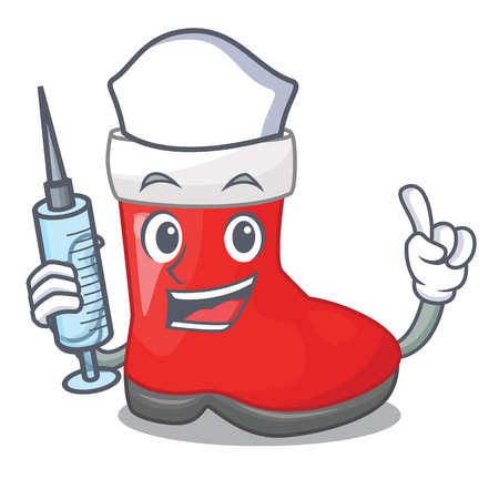 Nurse christmas santa boot isolated on mascot vector illustrationのイラスト素材